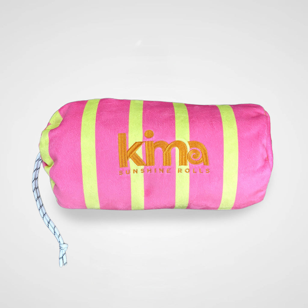Serviette de plage Kima Comfy Matelot Rose, pochette zippée assortie