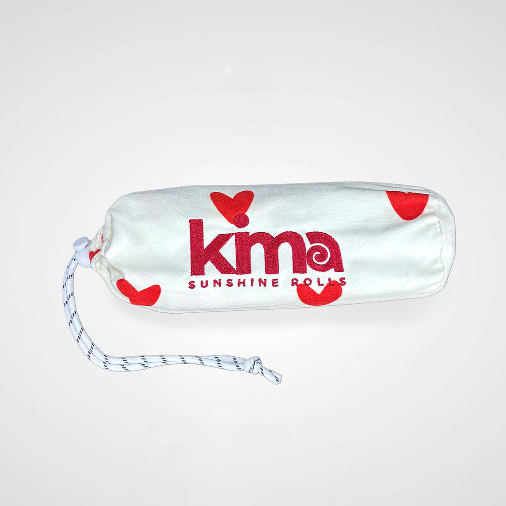 Serviette de plage Kima Amour Rouge, pochette zippée assortie