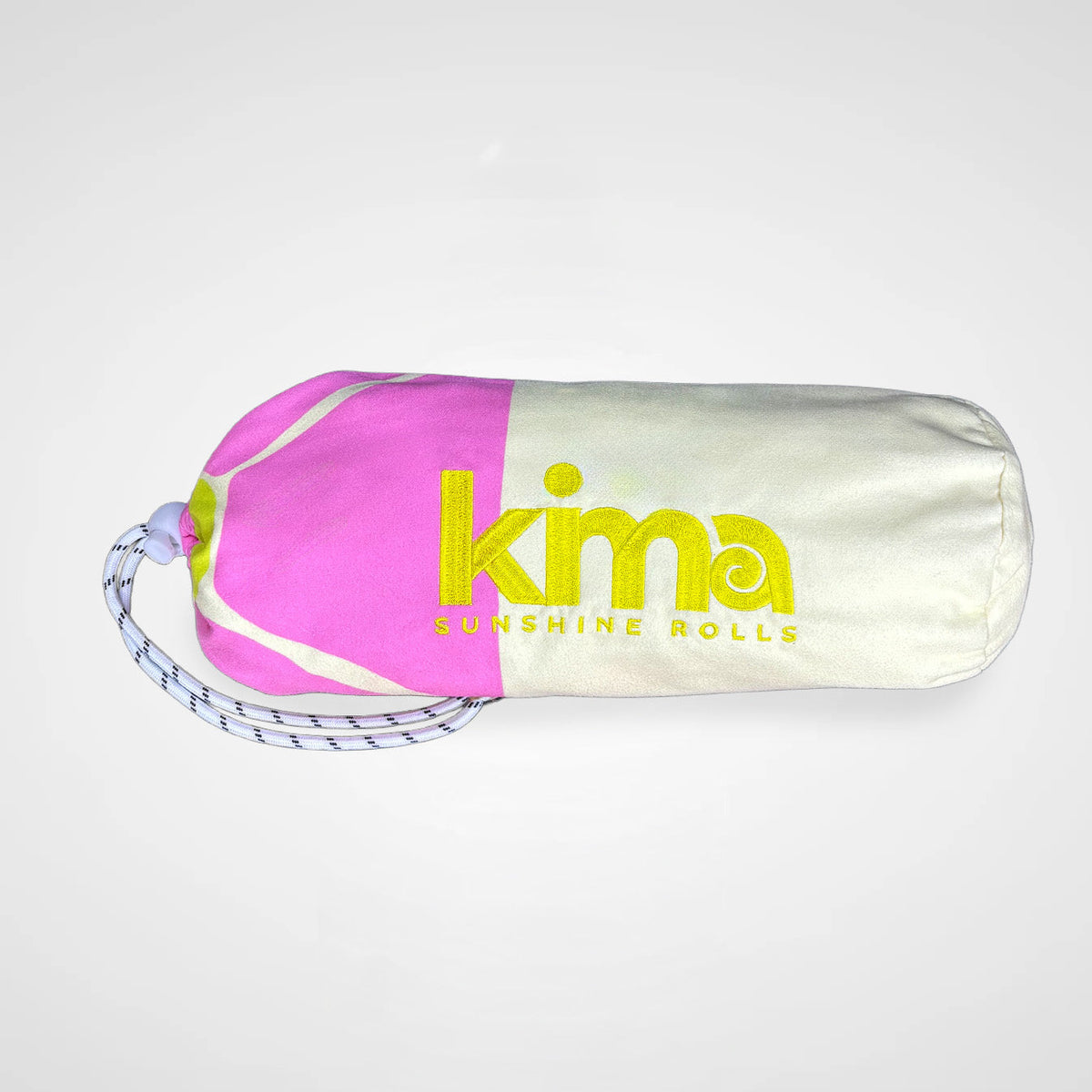 Serviette de plage Kima Flower Rose, pochette zippée assortie