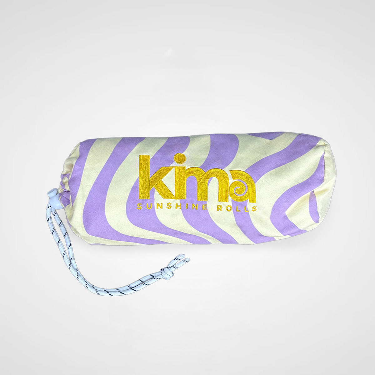 Serviette de plage Kima Wavy Lavande, pochette zippée assortie