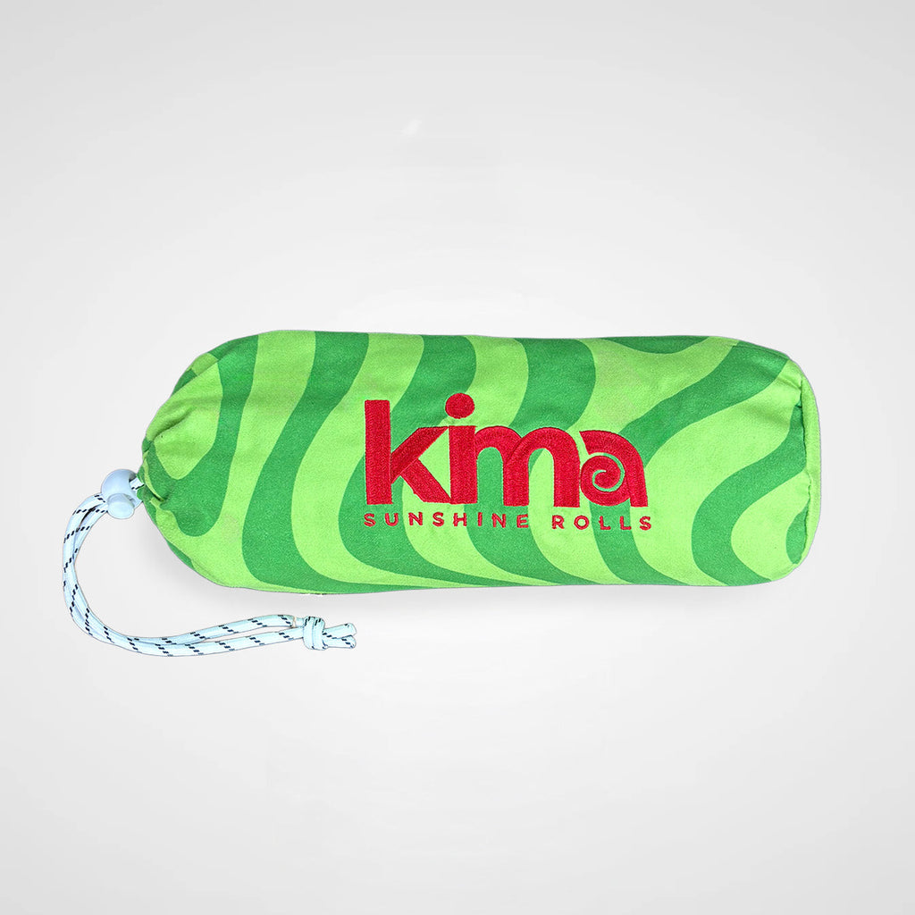 Serviette de plage Kima Wavy Pastèque, pochette zippée assortie