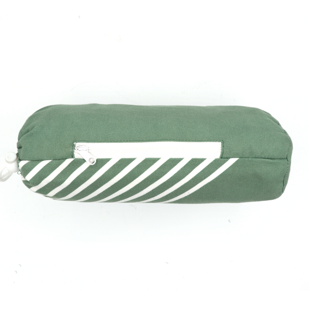 Serviette de plage Kima Lines Kaki, pochette vue de dos