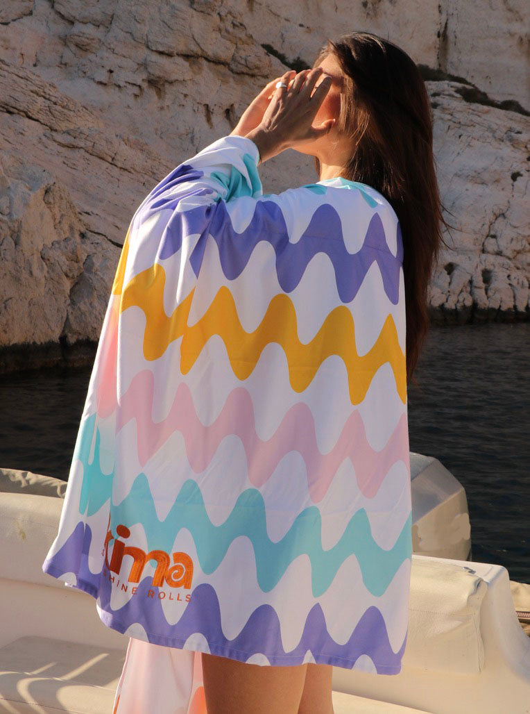 Serviette de plage Kima Lines Multico à la plage