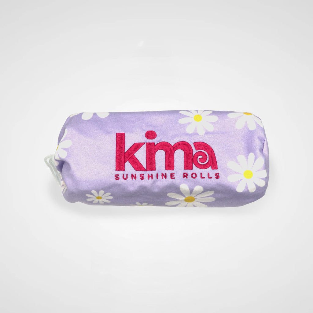 Serviette de plage Kima Marguerites, pochette zippée assortie